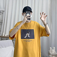 3 Color【M-3XL】Fashion Short Sleeve T-shirt Men Printed Astronaut Graphic Breathable Oversize Student Couple Short T-shirt Couple Wear Unisex Half Sleeve T-shirt Summer New Style