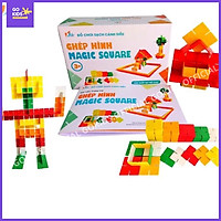 Bộ xếp hình MAGIC SQUARE 122 chi tiết, con sáng tạo không gian 2D, 3D