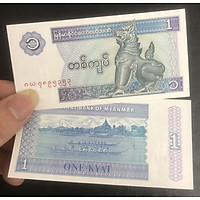 Tiền Đông Nam Á 1 kyat Myanmar mới cứng, tặng kèm phơi nilong bảo quản
