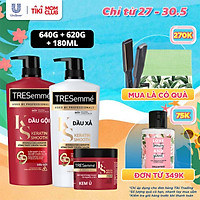 Combo Gội 640g, Xả 620g & Ủ 180ml TRESEMME Keratin Smooth với Dầu Dưỡng tóc Argan & Keratin Combo Dầu gội xả và kem ủ giúp Vào Nếp Suôn Mượt 640g, 620g, 180ml