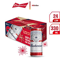 Thùng 24 Lon Bia Budweiser Chính Hãng (330ml/ lon) - Phiên Bản Tết