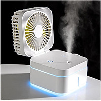 Quạt Mini Phun Sương Để Bàn Gấp Gọn Magic Cube 3 Chế Độ Mát, Đèn Ngủ Siêu Tiện Dụng, Tự Động Tạo Ẩm Trong 3H Cao Cấp