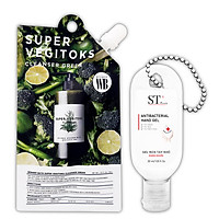 Sữa Rửa Mặt Thải Độc Rau Củ SUPER VEGITOKS CLEANSER Dạng Gói 30ml. Tặng Gel Móc Khóa 30ml