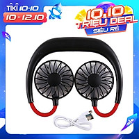 Quạt Mini Đeo Cổ 2 Cánh Quạt 2 Bên Phù Hợp Với Tài Xế Công Nghệ, Người Tập Thể Thao Hoặc Thường Xuyên Phải Ra Ngoài - Giao màu ngẫu nhiên