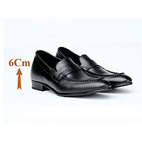 Giày Tăng Chiều Cao Nam T&TRA Tăng Cao 6Cm- S1036 Đen- Chất Liệu Da Bò Cao Cấp, Đế Cao Su Ghép- Đế Pháp, Phần Tăng Cao Ẩn Bên Trong