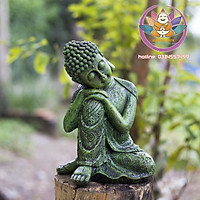 Tượng Phật An Nhiên Đá xanh rêu Cao 24 cm phong thủy thờ cúng trang trí nhà cửa