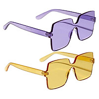 2PCS Women One Piece Sunglasses Rimless Summer UV400 Designer Eyeglasses