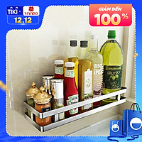 Kệ gia vị treo tường Inox cao cấp chống gỉ Vando, Kệ góc dán tường để đồ nhà bếp, nhà tắm đa năng siêu chịu lực