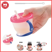 Cốc tập uống 3 giai đoạn Richell (tay xanh) + Tặng cọ rửa ống hút
