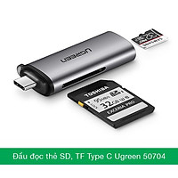 Đầu đọc thẻ nhớ USB type-C cho thẻ SD/TF chính hãng Ugreen 50704 cao cấp