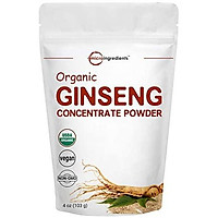 Maximum Strength Organic Ginseng Root 200:1 Powder, 4 Ounce, High Ginsenosides to Support Energy, Immune System, Mental Health & Physical Performance, No GMOs & Vegan Friendly