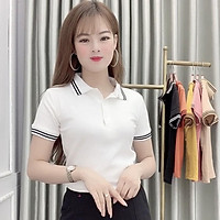 Áo Thun Polo Nữ Trơn Phông Basic Tay Ngắn Cổ Bẻ Cotton Trẻ trung đơn giản 6 Màu Trắng Đen Cam Vàng - Hanlly Fashion A21