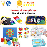 Combo 3 Món Ghép Hình Sáng Tạo 155 Chi Tiết, Sách Vẽ Hình Kèm 12 Bút Cho Bé và Thẻ Ghép Chữ Con Vật Tiếng Anh