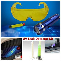 A/C Fluid Gas Detection Kit LED Flash Light Safety Glasses UV Leak Detector Repair Tool