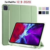 Bao Da Nắp Gập Màu Trơn Đơn Giản Cho Đối với Ipad Pro 12.9 2020 2018