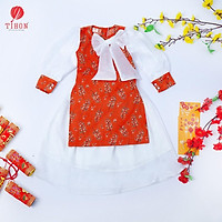 Áo Dài Cách Tân Bé Gái TIHON Chất Liệu Nhung Ấm Áp, Thời Trang Set0850008