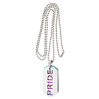 Charm Rainbow Flag Colorful Dog Tag Pendant Gay Lesbian LGBT Pride Necklace