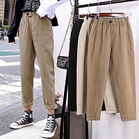 Quần baggy nữ cá khuy chất liệu kaki dày dặn