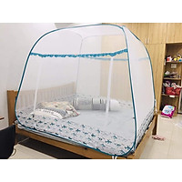 Màn chụp , Mùng chụp tự bung cao cấp đỉnh rộng phối viền hoạ tiết 3D - 2 cửa ( hình thật )