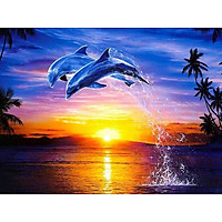 Bimkole 5D Diamond Painting Jumping Dolphin Full Drill DIY Rhinestone Pasted with Diamond Set Arts Craft Decorations (12x16inch)
