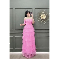 QUẢNG CHÂU Đầm dự tiệc trễ vai lưới nhũ THE BLUE DRESS - size M/L( ảnh chụp thật) MS129Y bigsize công c