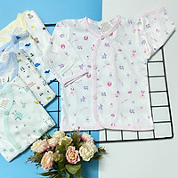 Set 5 áo sơ sinh cotton tay dài cài nút xéo họa tiết J-Tomtom Baby cho bé trai, bé gái