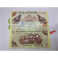Tờ tiền hình con Phụng của Bhutan 5 Ngultrum - vật phẩm phong thủy - tặng túi nilon bảo quản tiền