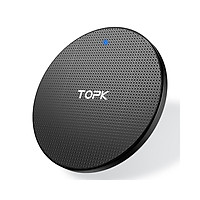 Đê sạc không dây nhanh 10W nhỏ gọn cho Samsung, Iphone, Meizu, XIaomi, Oppo TOPK B01W - Kèm cáp sạc - Đen - Hàng chính hãng