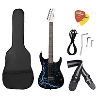 Bộ Guitar Điện Có Thân Bằng Gỗ Trầm + Phím Bằng Gỗ Tử Đàn Kèm Túi, Miếng Gảy Và Dây Đeo - Đen