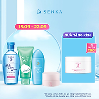 Bộ sản phẩm Senka làm sạch, dưỡng ẩm và chống nắng dành cho da mụn (Tẩy trang White 230ml + Sữa Rửa Mặt Acne 100g + Gel chống nắng Senka UV Gel 80ml + Kem dưỡng trắng da ban đêm Senka Glow Gel Cream 50g)