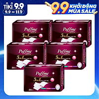 Lốc 5 hộp Bông Tẩy Trang Puffme 5 in 1 (80 miếng x 5)