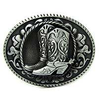Antique Oval Metal Belt Buckle Riding Boots Zinc Alloy Cowboy Classic