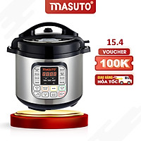 Nồi áp suất điện tử đa năng Masuto 6 lít CN Nhật nấu cơm cháo hầm siêu nhừ ruột Inox 304 siêu bền-Hàng chính hãng