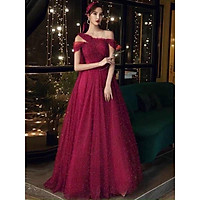 Quảng Châu Đầm maxi dạ hội đính hạt cườm lưới nhũ toàn thân váy TRIBLE T DRESS-size M/L ( ản