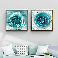 Tranh Tráng Gương Pha Lê Treo Tường Hiện Đại _ Tranh Đôi Hoa Hồng Tím