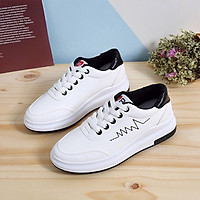 Giày Sneakers Nữ Cổ Thấp Chất Liệu Da PU Độn Đế Tăng Chiều Cao Họa Tiết Thêu Hình Nhịp Tim Nhiều Màu Nhiều Size Lựa Chọn