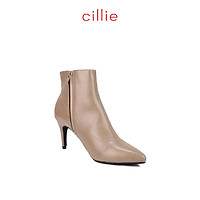 Giày boot nữ cổ thấp gót nhọn cao 8cm Cillie 1222