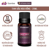 Tinh dầu thiên nhiên Hoa Hồng - Essenbee - 20ml - Giải tỏa căng thẳng, thư giãn tinh thần, giảm stress. Dưỡng ẩm cho da, làm mờ vết thâm và hỗ trợ điều trị quầng thâm mắt. Khử mùi và tạo bầu không khí trong lành.