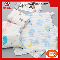 Khăn sữa in hình 6 lớp kích thước 30x30cm