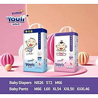 Bỉm YOULI TADASHI TÍ QUẬY dán/quần NB26/S72/M66/L60/Xl65/XXL50/XXXL46