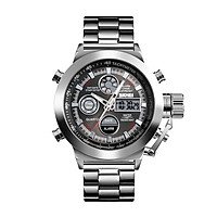 SKMEI 1515 Men Quartz Watch Professional 3ATM Water Resistant Double Display Double Movements GMT Time Multifunctional