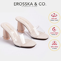 Dép cao gót quai trong Erosska thời trang mũi vuông gót trong cao 9cm EM040