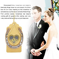 10Pcs Metal Horseshoe Hanging Pendant + Ropes + Tags for Wedding Table Decoration