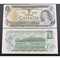 Tờ tiền Canada 1 Dollar xưa năm 1973 , tiền nữ hoàng Elizabeth II , tiền châu Mỹ , Mới 100% UNC