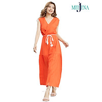 Đầm Nữ Sát Nách Cổ TIM Vải ĐŨI Thắt Dây Eo, Trơn 2 Màu 46 - 64 kg - MEEJENA - 3958