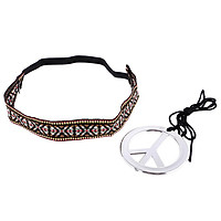 Unisex Peace Symbol Necklace with Headband Set Costume Jewerly Accessories