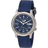 Đồng Hồ Quân Đội Seiko 5 SNK807 Bằng Thép Không Gỉ Kèm Dây Canvas - Màu Xanh Dương