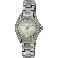 Fossil Ladies Stainless Steel Mini Riley 3-Hand Analog Glitz Watch with Date