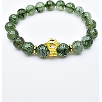 Vòng Tay Đá Thạch Anh Tóc Xanh Green Rutilated Quartz Tự Nhiên Tuổi Thân 11mm