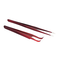 2 Pieces Eyelash Extension Tweezers Set Stainless Steel Tweezers Lash Extension Tweezers Eye Makeup Tools